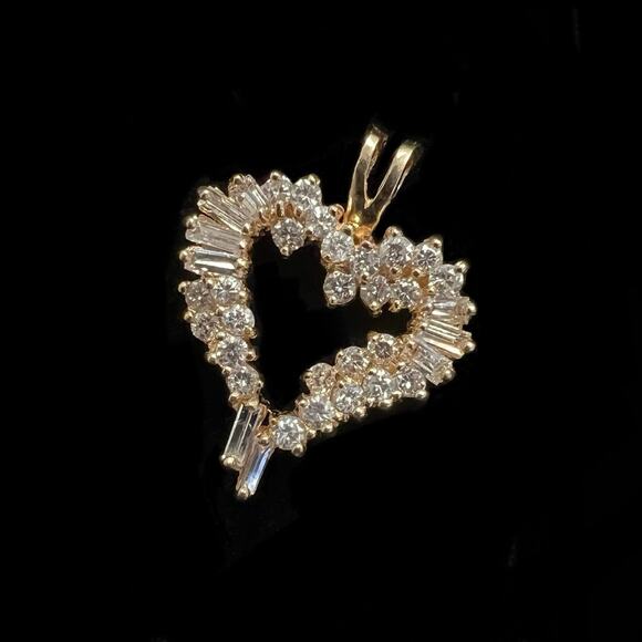 14k Yellow Gold Heart Pendant 267g 35 Diamonds 081 ct Jewelry PGL Crtfct 1550$